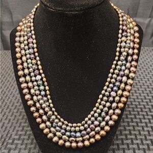 5 strand fresh water pearl necklace with .925 sterling silver clasp